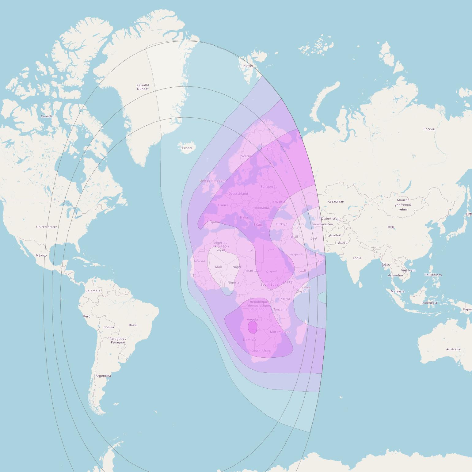 NSS 7 at 20° W downlink C-band East Hemi Beam coverage map