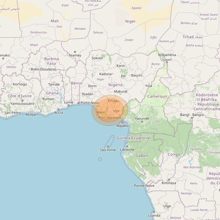 Al Yah 3 at 20° W downlink Ka-band Spot 16 User beam coverage map