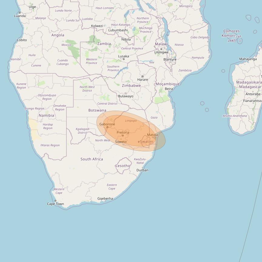 Al Yah 3 at 20° W downlink Ka-band Spot 27 User beam coverage map