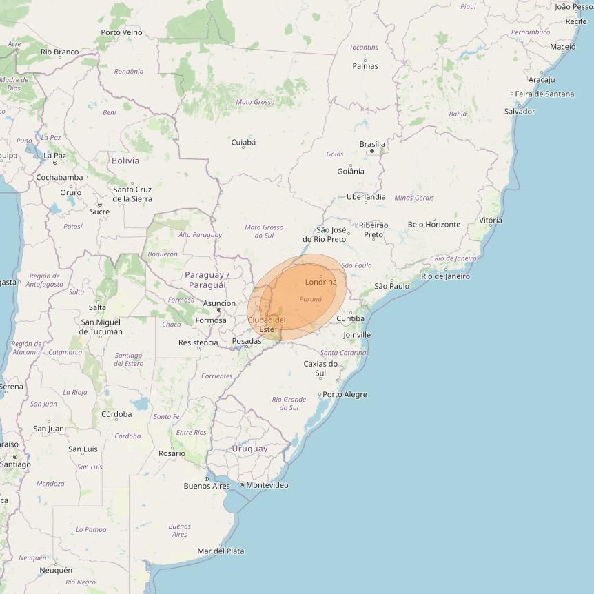 Al Yah 3 at 20° W downlink Ka-band Spot 54 User beam coverage map