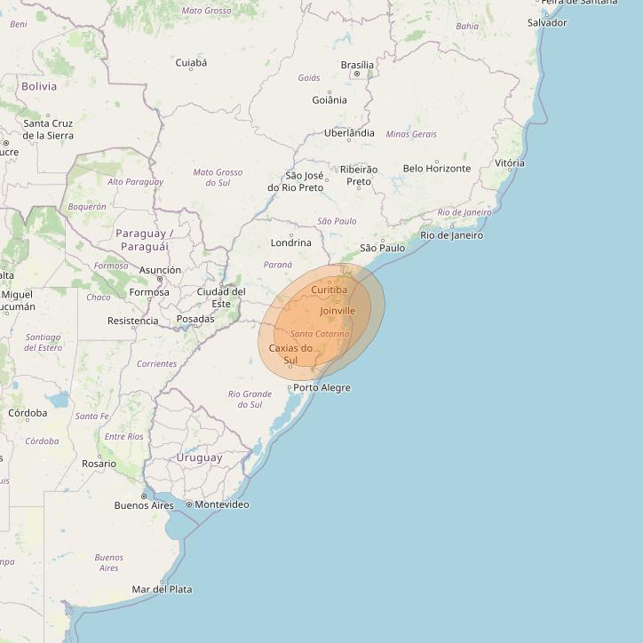 Al Yah 3 at 20° W downlink Ka-band Spot 55 User beam coverage map