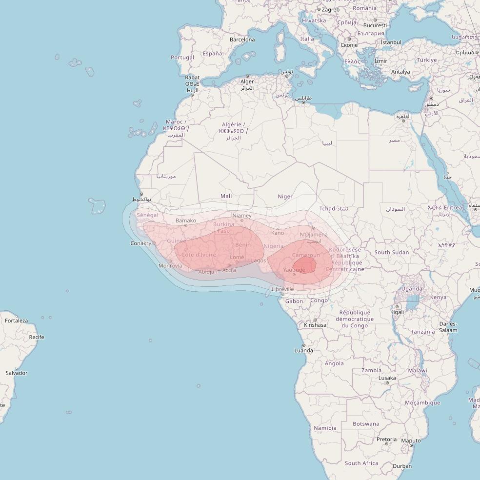 NSS 7 at 20° W downlink Ku-band West Africa Beam coverage map