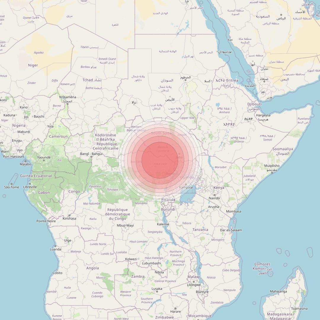 Angosat 2 at 23° E downlink Ku-band S04 User Spot beam coverage map