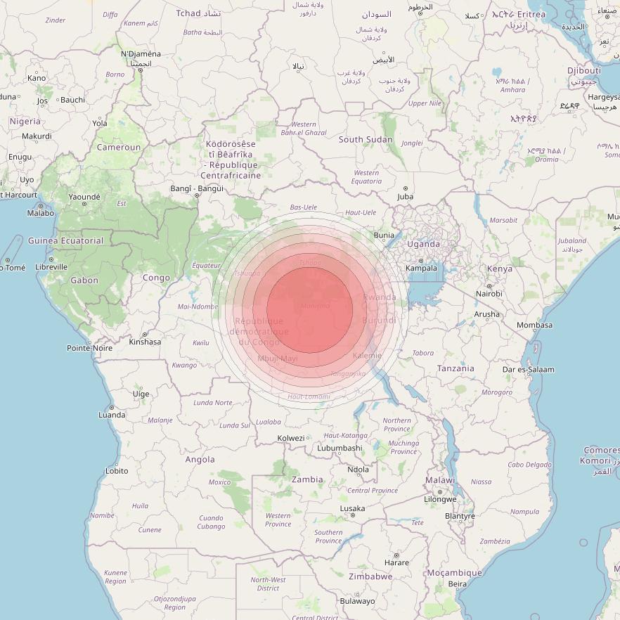 Angosat 2 at 23° E downlink Ku-band S08 User Spot beam coverage map