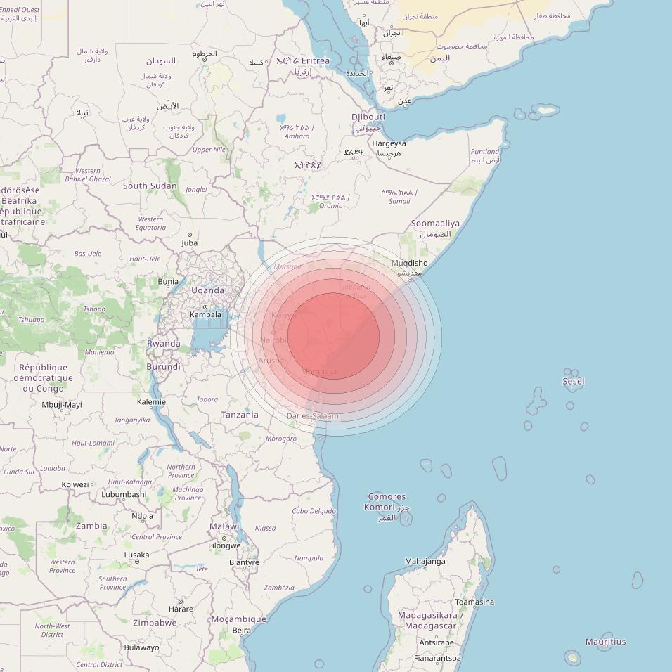 Angosat 2 at 23° E downlink Ku-band S10 User Spot beam coverage map