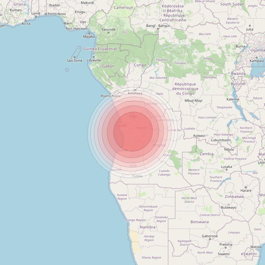 Angosat 2 at 23° E downlink Ku-band S11 User Spot beam coverage map