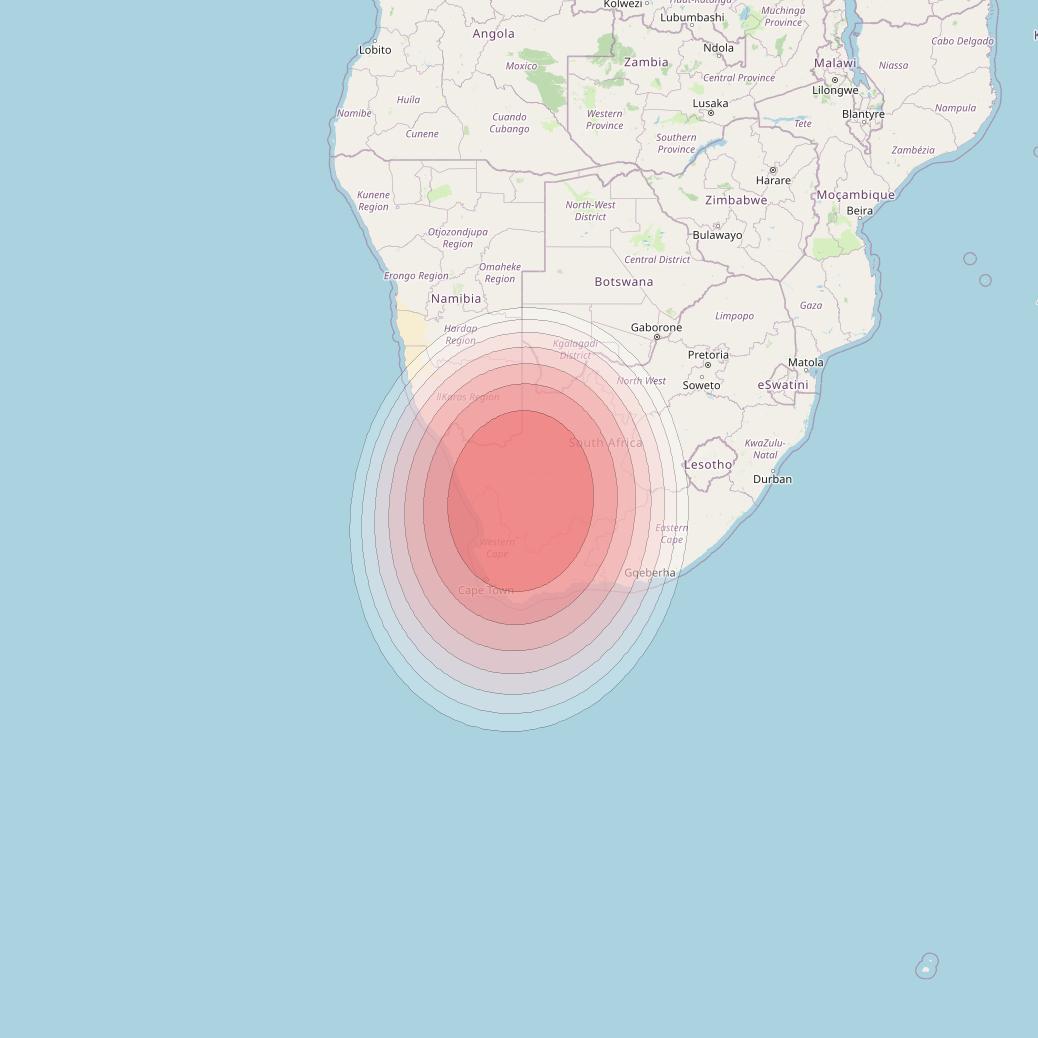 Angosat 2 at 23° E downlink Ku-band S23 Spot beam coverage map