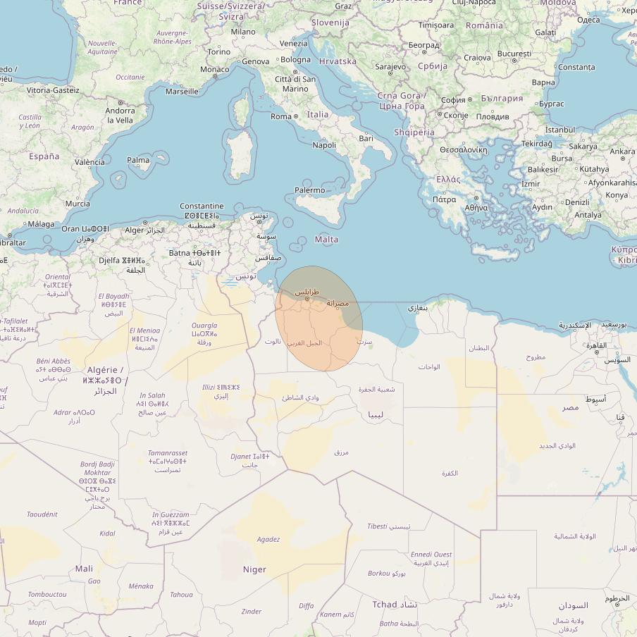 BADR 7 at 26° E downlink Ka-band Spot09A User Spot beam coverage map