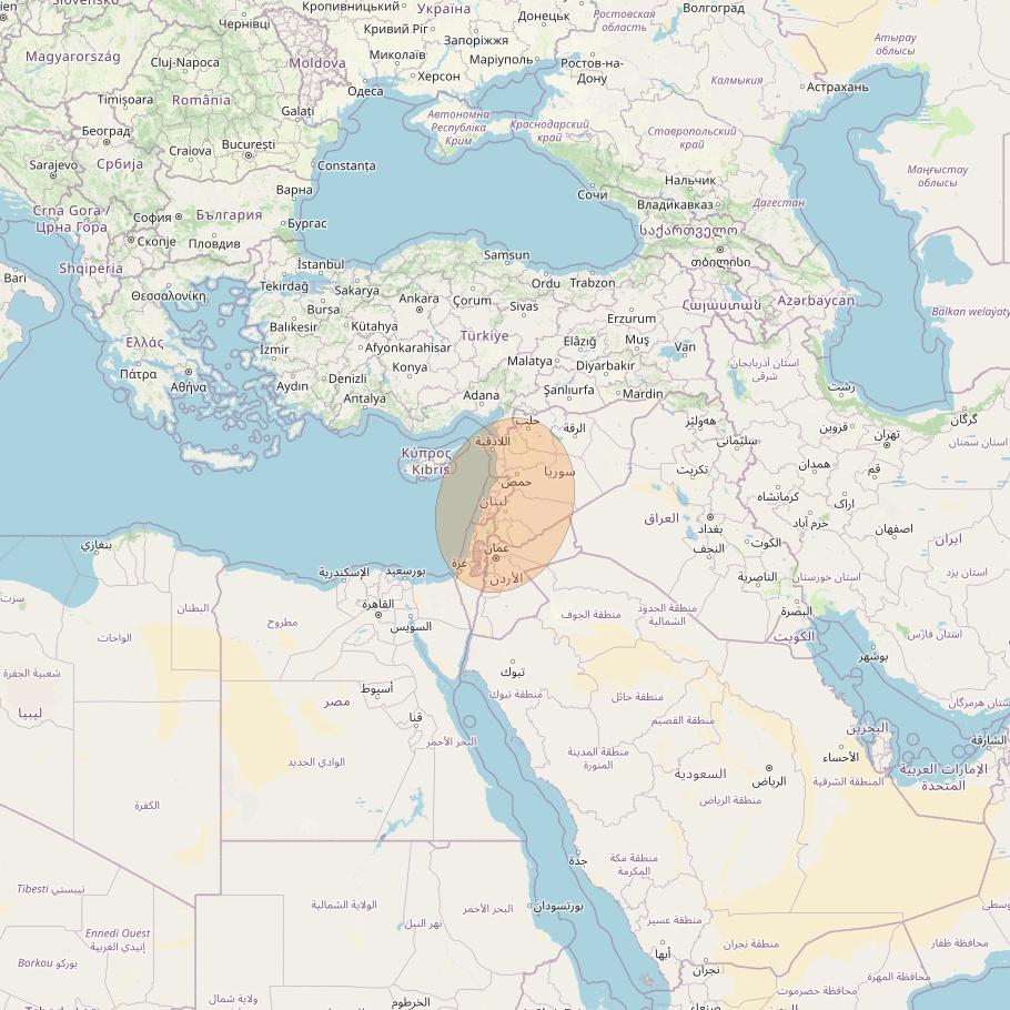 BADR 7 at 26° E downlink Ka-band Spot13A User Spot beam coverage map