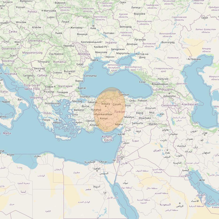 BADR 7 at 26° E downlink Ka-band Spot14A User Spot beam coverage map