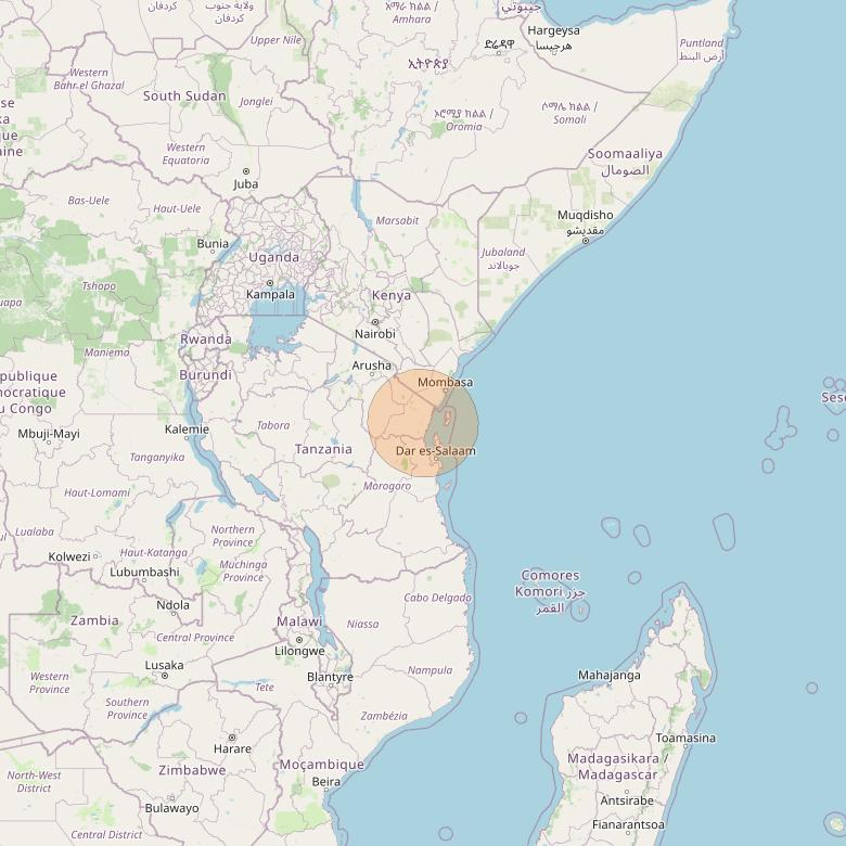 BADR 7 at 26° E downlink Ka-band Spot15A User Spot beam coverage map