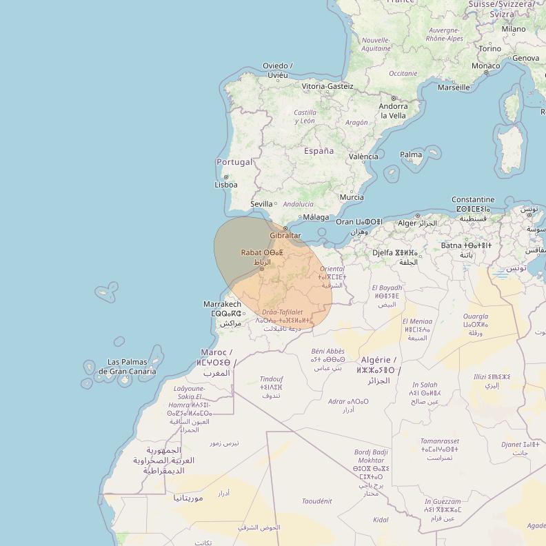 BADR 7 at 26° E downlink Ka-band Spot16A User Spot beam coverage map