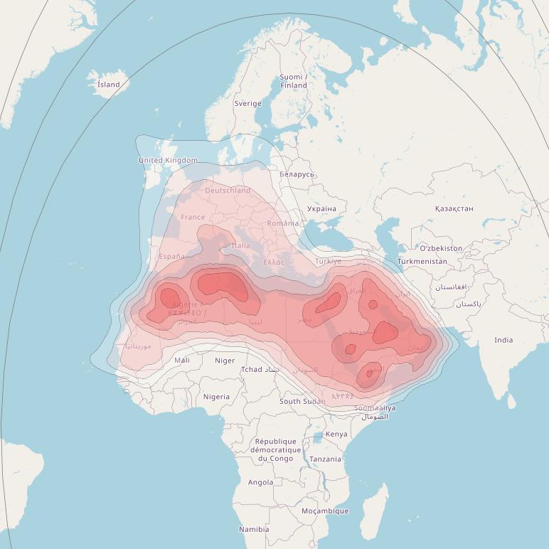 BADR 4 at 26° E downlink Ku-band FSS Beam coverage map