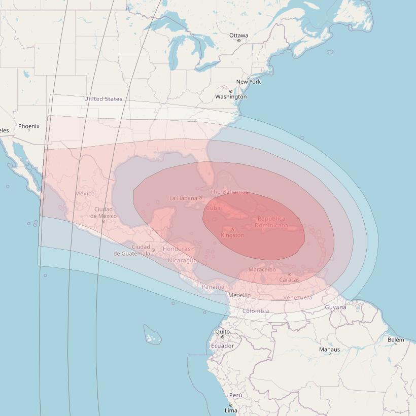 Intelsat 904 at 29° W downlink Ku-band Spot 1 beam coverage map