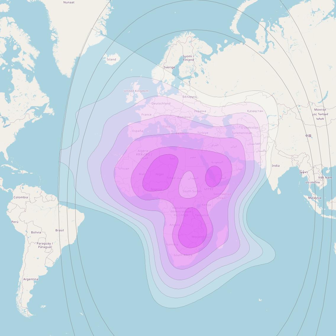 Arabsat 5A at 31° E downlink C-band Appendix 30B beam coverage map