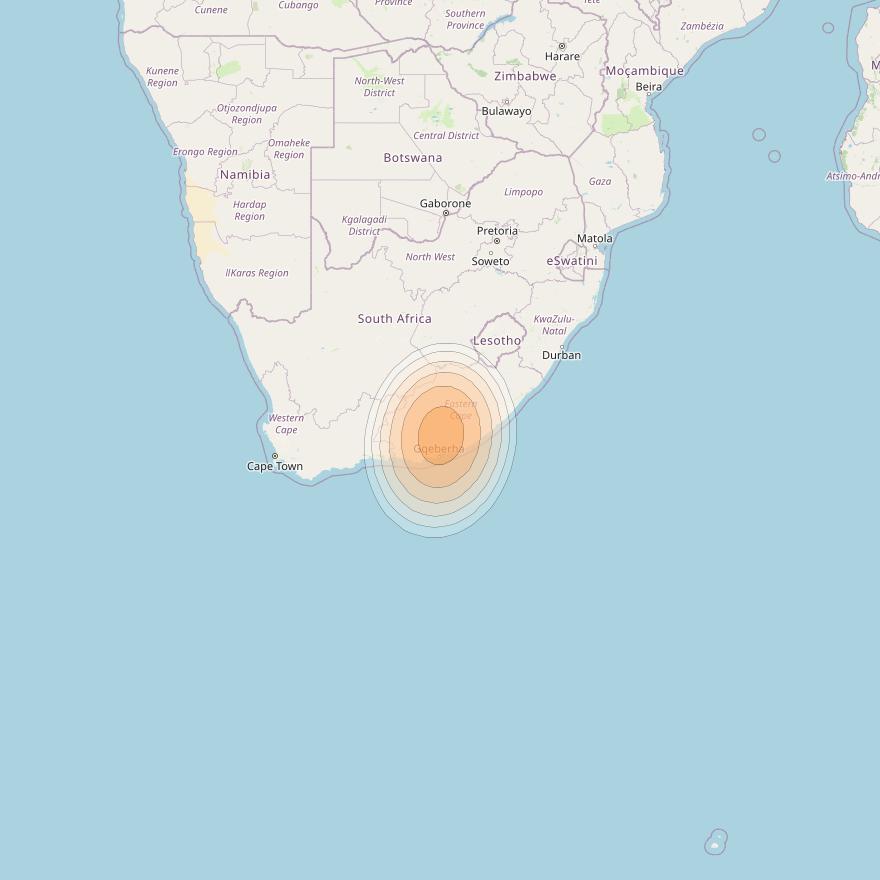 Hylas 2 at 31° E downlink Ka-band Spot34 User beam coverage map