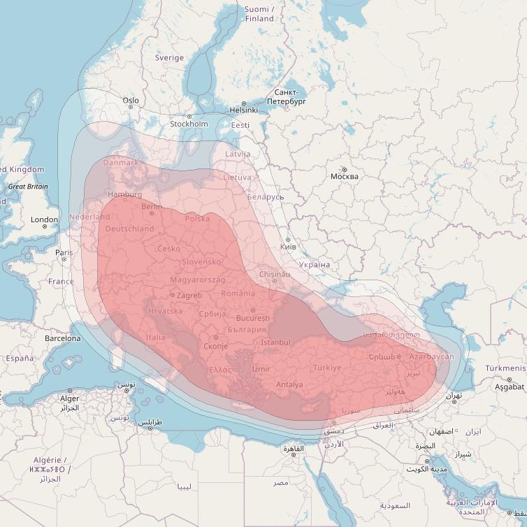 Turksat 5A at 31° E downlink Ku-band West beam coverage map