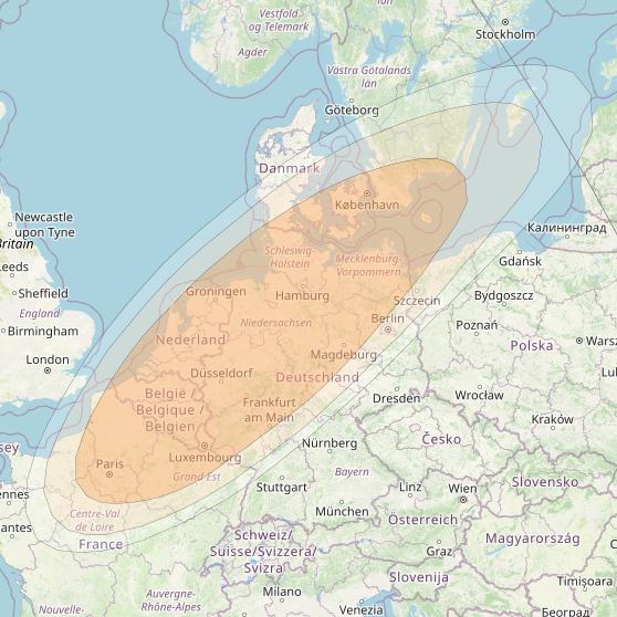 Hylas 4 at 34° W downlink Ka-band S01 User Spot beam coverage map