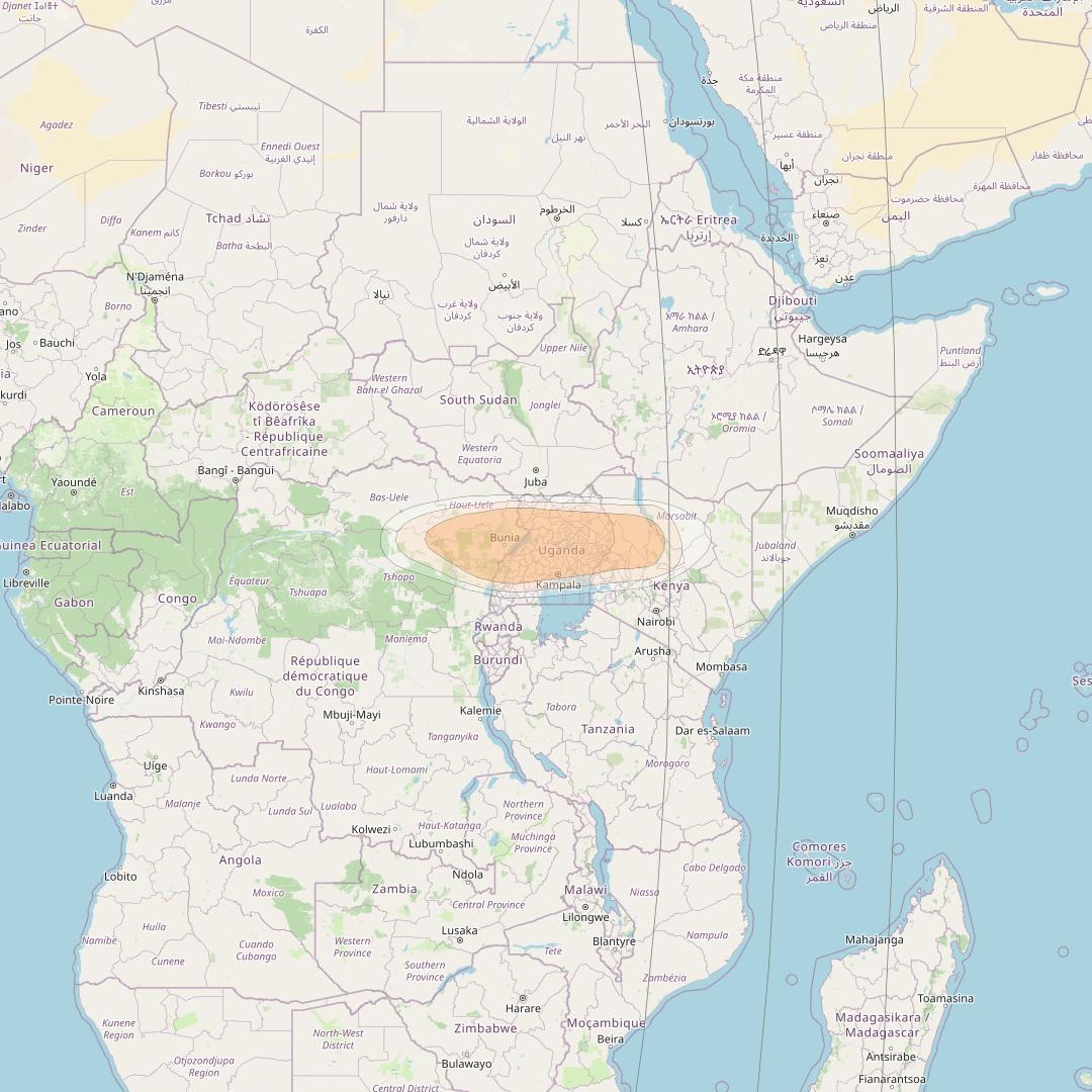 Hylas 4 at 34° W downlink Ka-band S11 User Spot beam coverage map