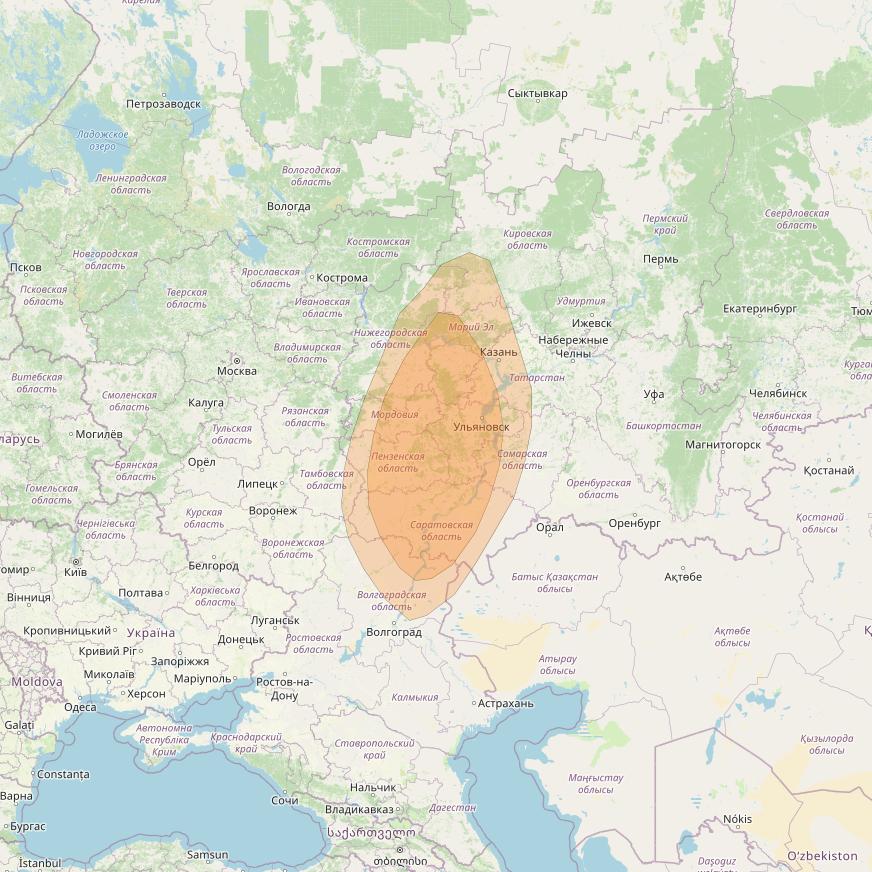 Express AMU1 at 36° E downlink Ka-band Spot 10 beam coverage map