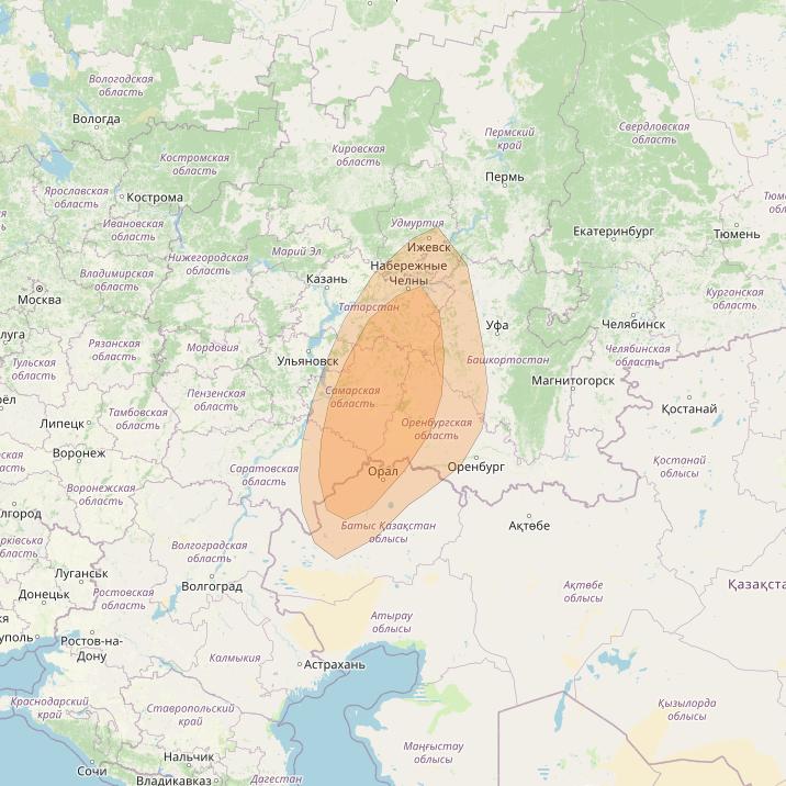 Express AMU1 at 36° E downlink Ka-band Spot 11 beam coverage map