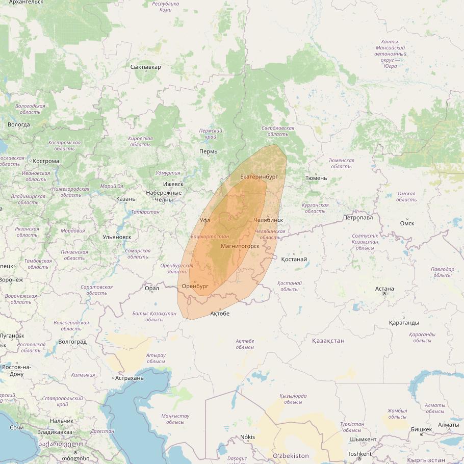 Express AMU1 at 36° E downlink Ka-band Spot 12 beam coverage map