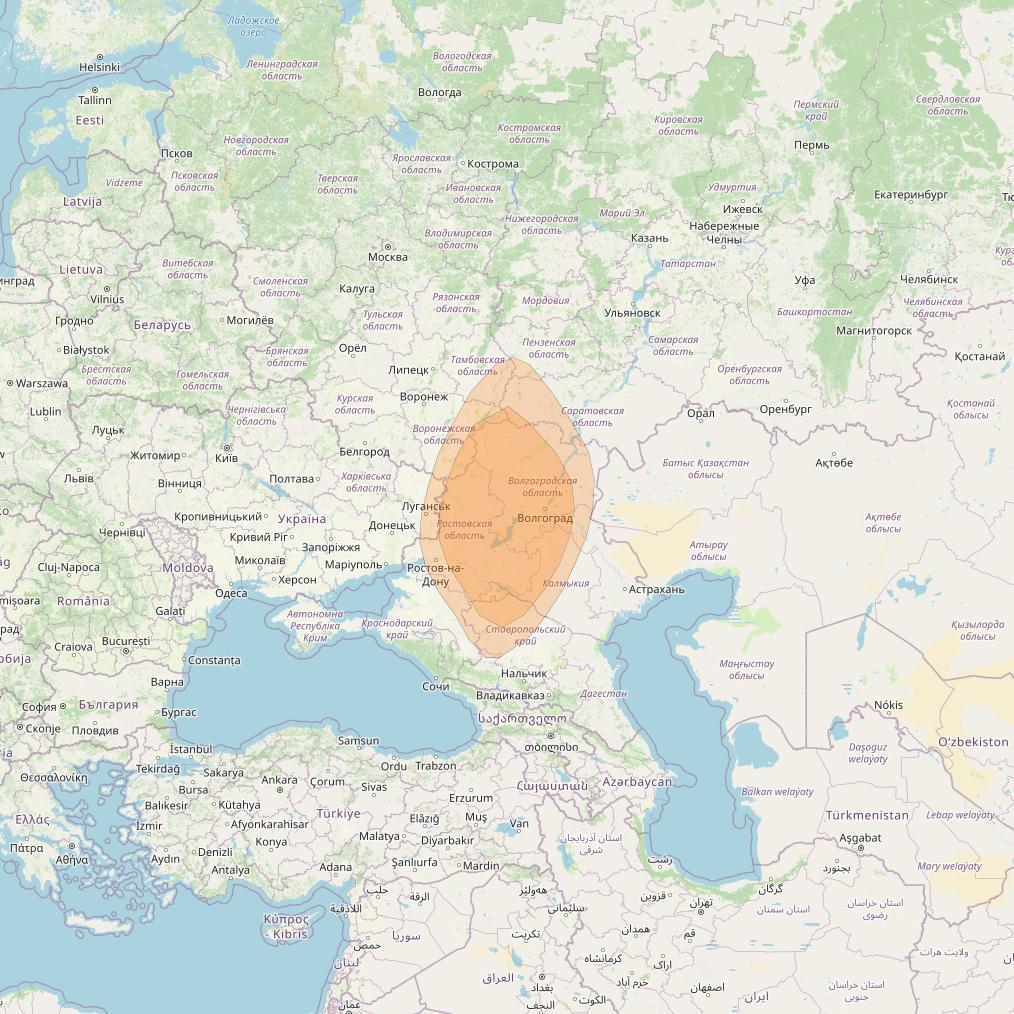 Express AMU1 at 36° E downlink Ka-band Spot 14 beam coverage map