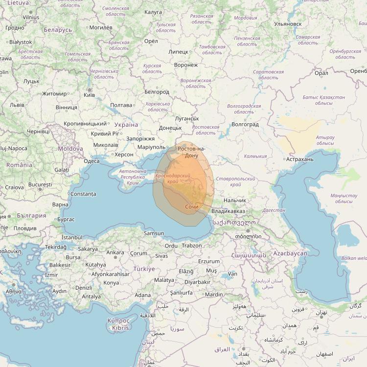 Express AMU1 at 36° E downlink Ka-band Spot 16 beam coverage map