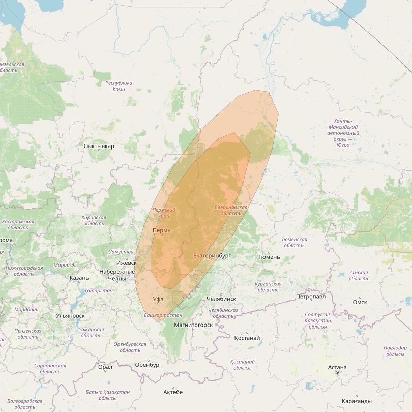 Express AMU1 at 36° E downlink Ka-band Spot 5 beam coverage map