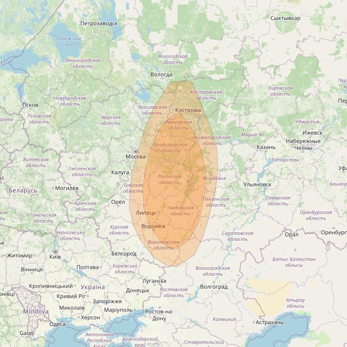 Express AMU1 at 36° E downlink Ka-band Spot 9 beam coverage map