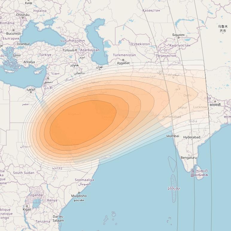 Eutelsat 3B at 3° E downlink Ka-band Spot 1 beam coverage map