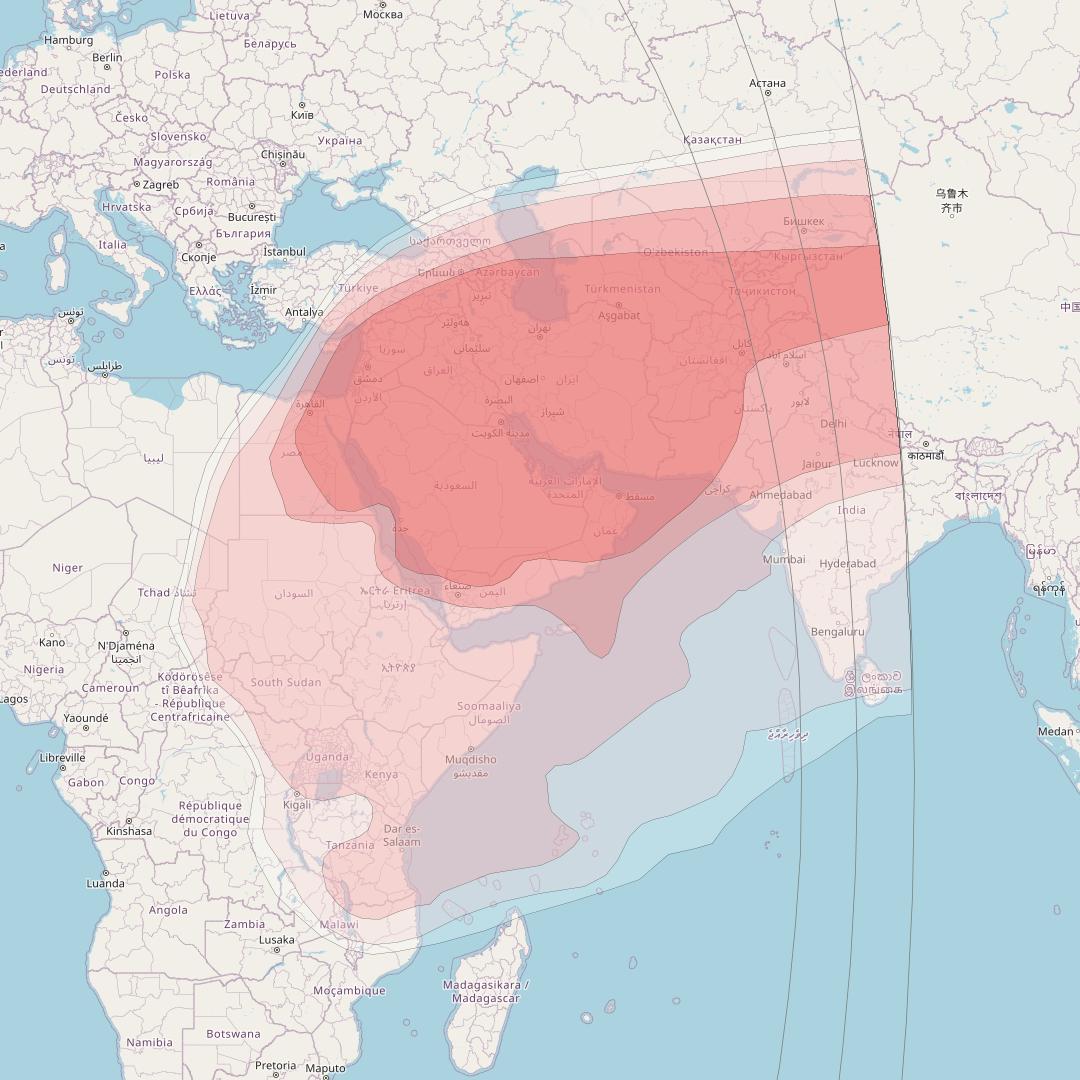 Eutelsat 3B at 3° E downlink Ku-band Eastern beam coverage map