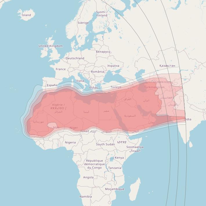 ABS-3A at 3° W downlink Ku-band MENA beam coverage map