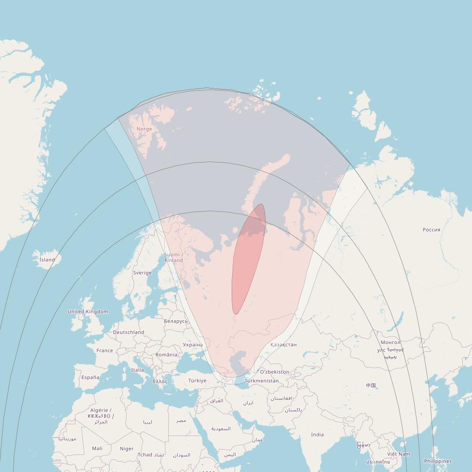 Express AM7 at 40° E downlink Ku-band Fixed 1 beam coverage map