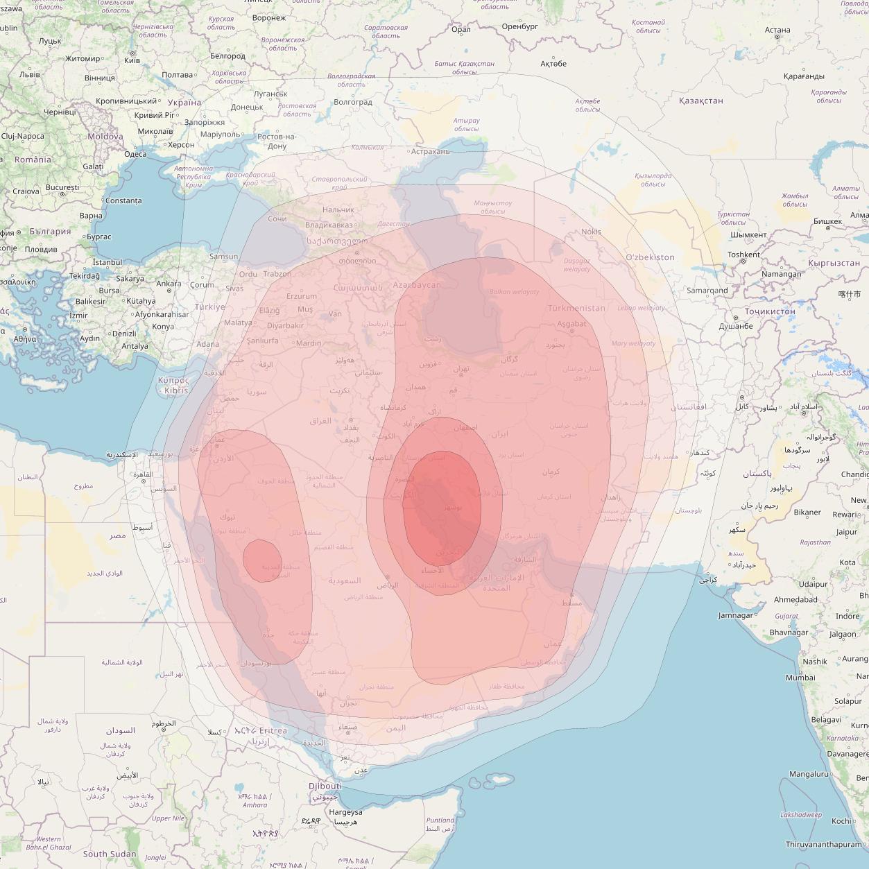 Express AM7 at 40° E downlink Ku-band Steerable beam coverage map