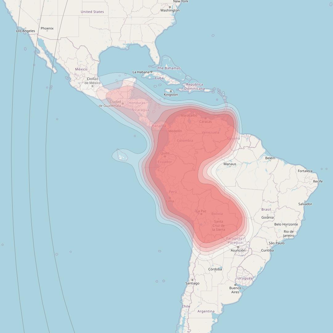 SES 6 at 40° W downlink Ku-band Andean Region beam coverage map