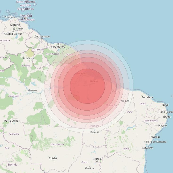 Intelsat 32e at 43° W downlink Ku-band B2HD User Spot beam coverage map