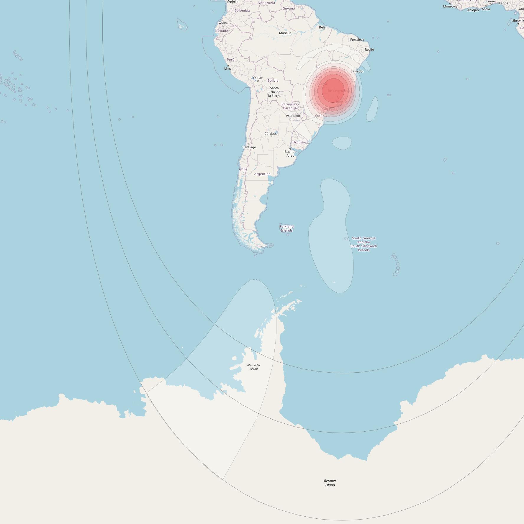 Intelsat 32e at 43° W downlink Ku-band BDVD User Spot beam coverage map