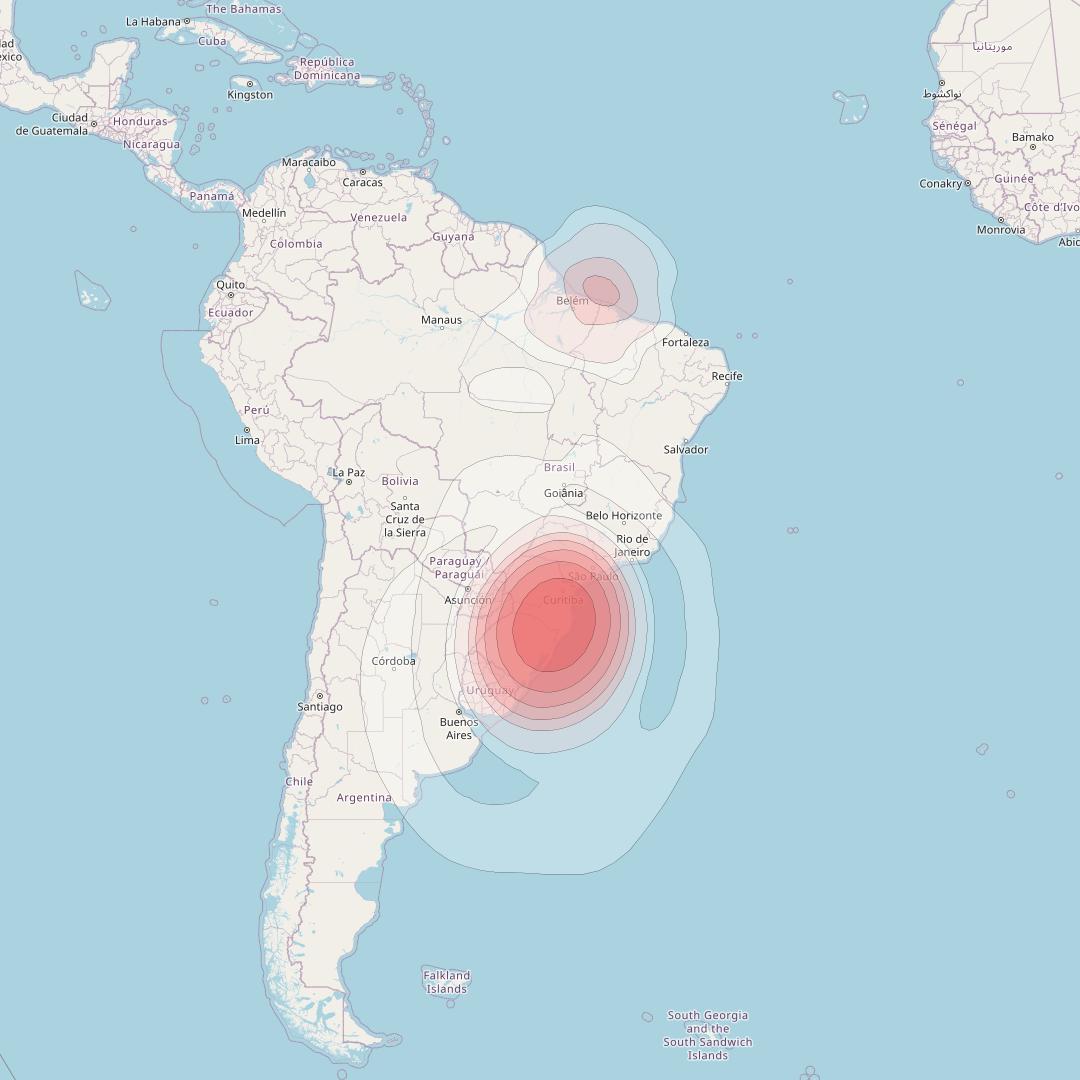 Intelsat 32e at 43° W downlink Ku-band BJHD User Spot beam coverage map