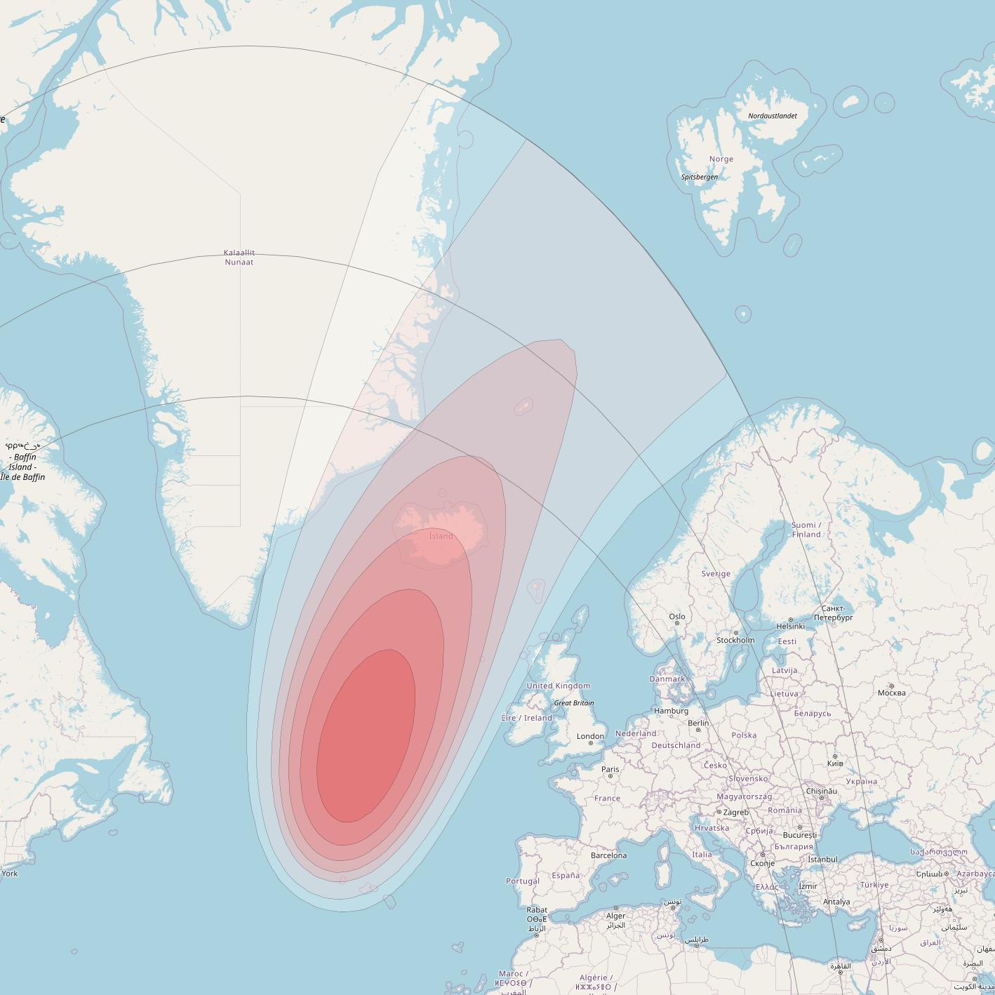 Intelsat 32e at 43° W downlink Ku-band U3HD User Spot beam coverage map