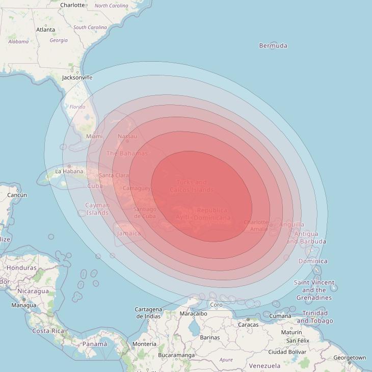 Intelsat 32e at 43° W downlink Ku-band UFVD User Spot beam coverage map