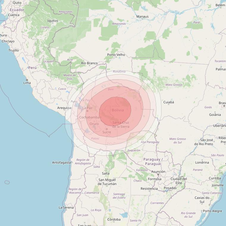 SES 14 at 47° W downlink Ku-band A06 User Spot beam coverage map