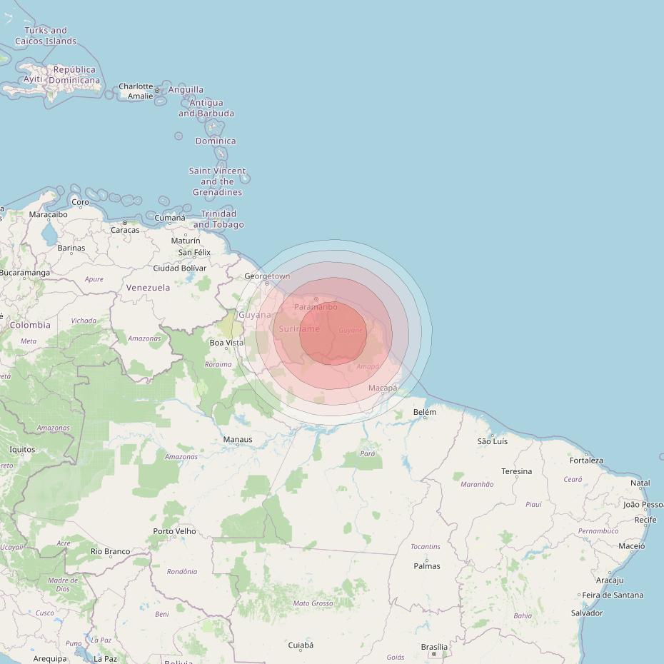 SES 14 at 47° W downlink Ku-band B03 User Spot beam coverage map