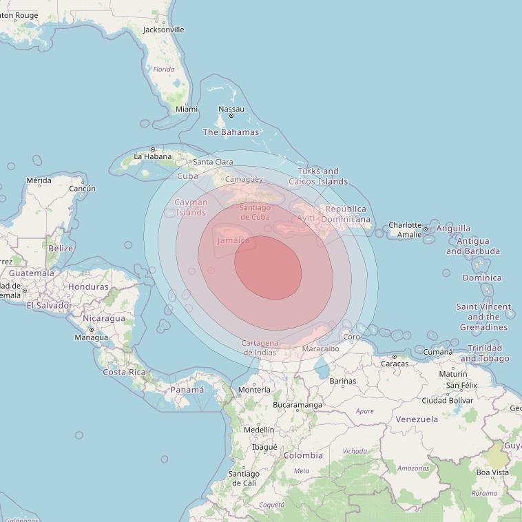 SES 14 at 47° W downlink Ku-band D01 User Spot beam coverage map