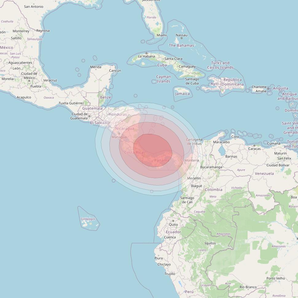 SES 14 at 47° W downlink Ku-band E01 User Spot beam coverage map