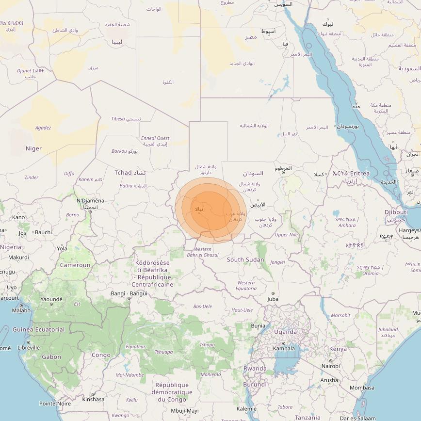 Al Yah 2 at 48° E downlink Ka-band Spot 42 User beam coverage map