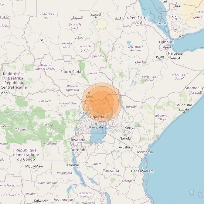 Al Yah 2 at 48° E downlink Ka-band Spot 44 User beam coverage map