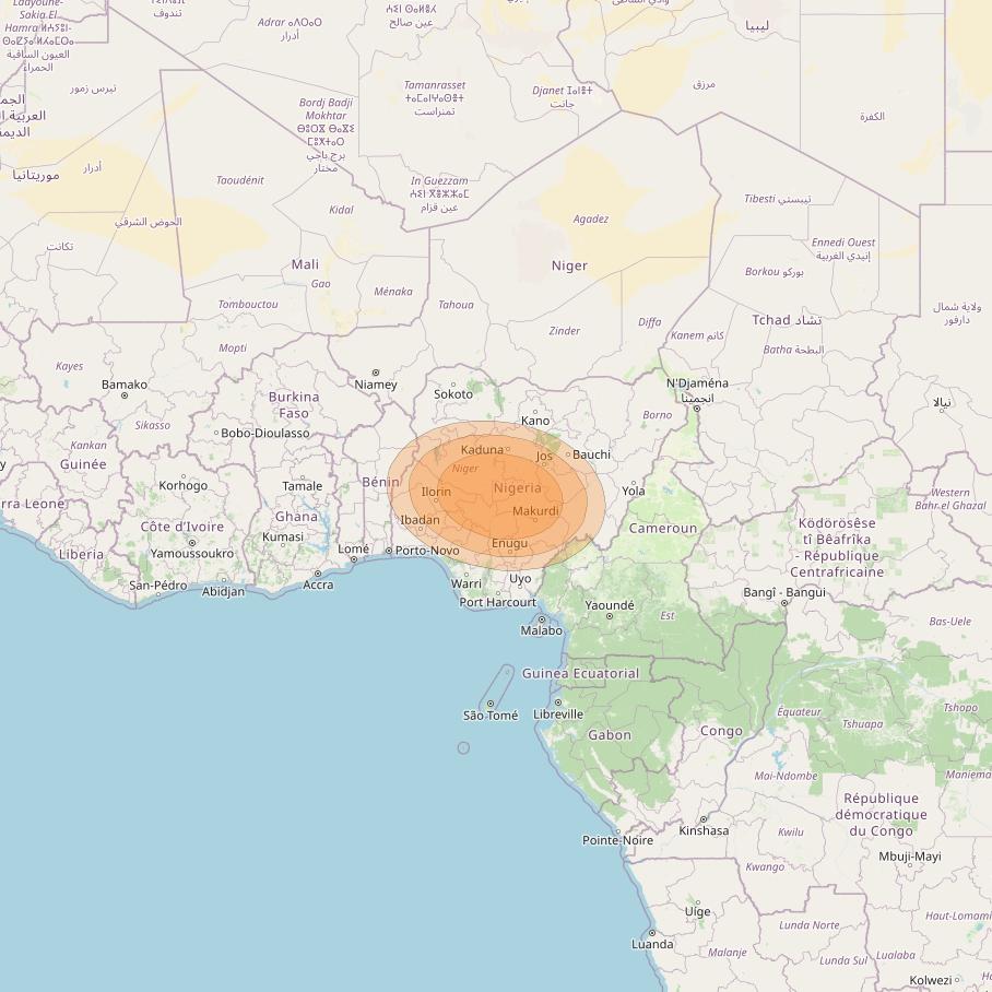 Al Yah 2 at 48° E downlink Ka-band Spot 50 User beam coverage map