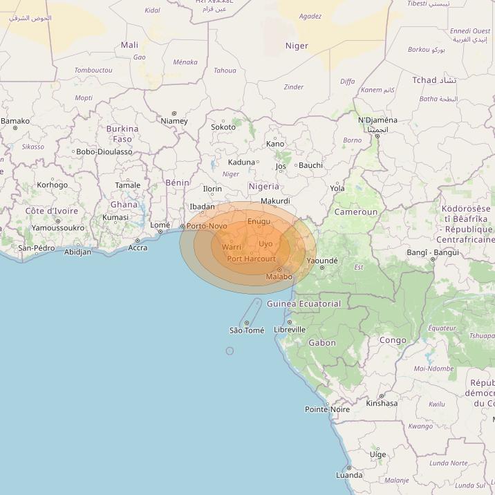 Al Yah 2 at 48° E downlink Ka-band Spot 51 User beam coverage map