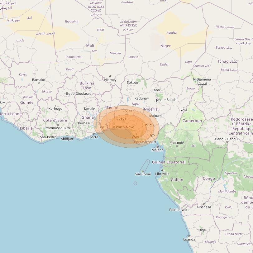 Al Yah 2 at 48° E downlink Ka-band Spot 57 User beam coverage map